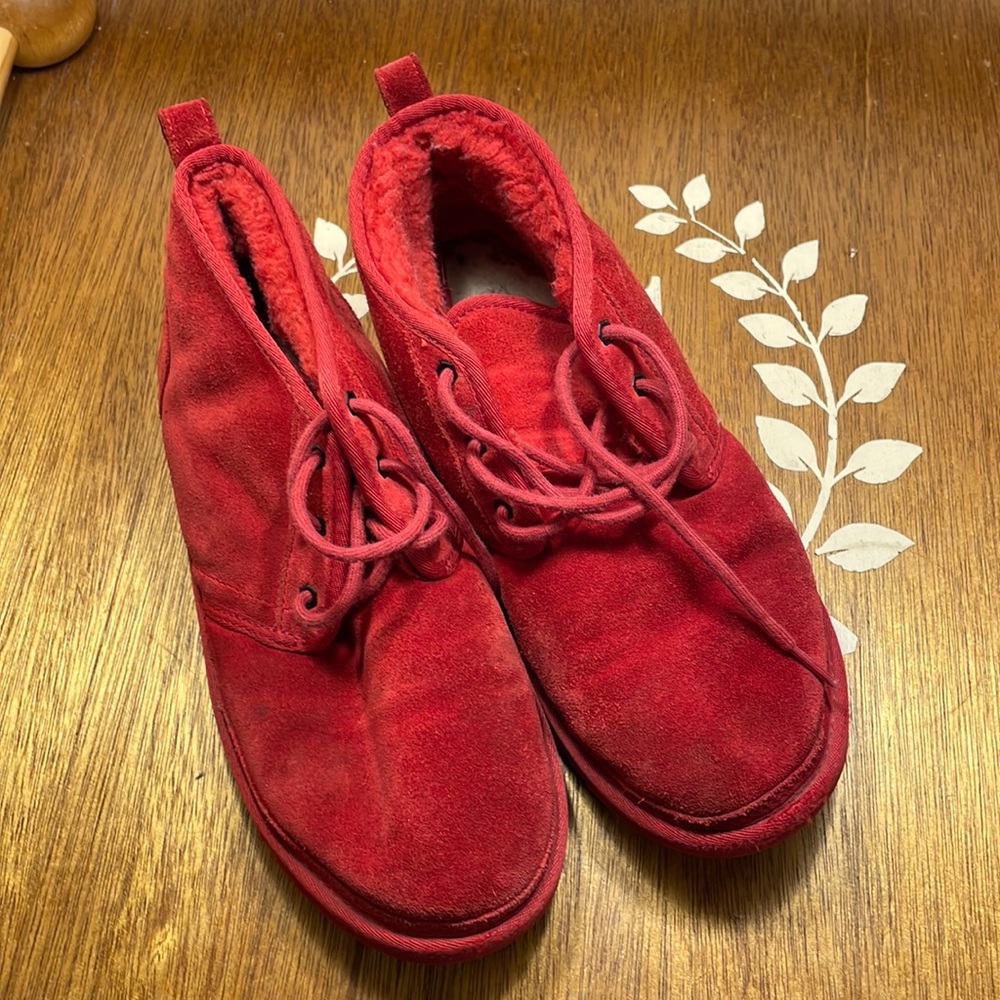 Men's red lace up UGG boots. Size 11